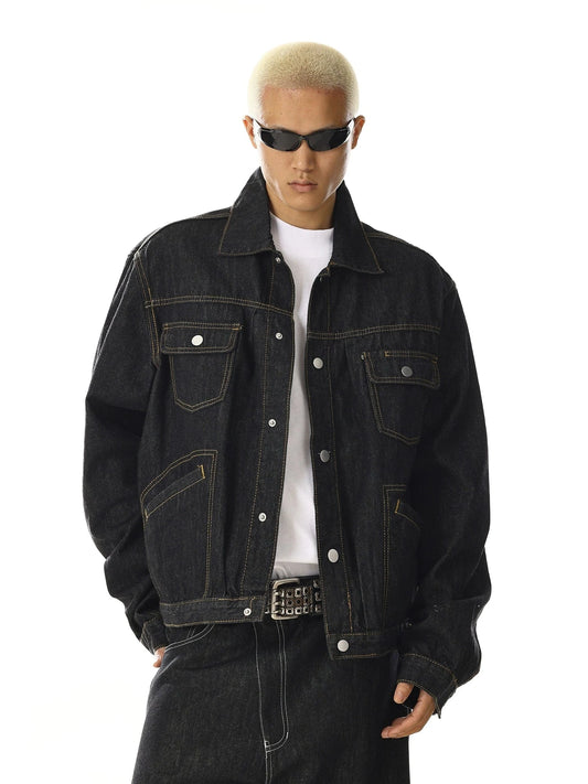 RT No. 28014 BLACK STITCH DENIM JACKET