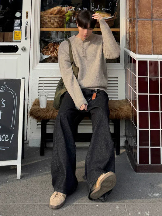 RT No. 45003 KNITWEAR HENLEY COLLAR SWEATER