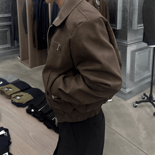 RT No. 12245 LEATHER COLLAR JACKET