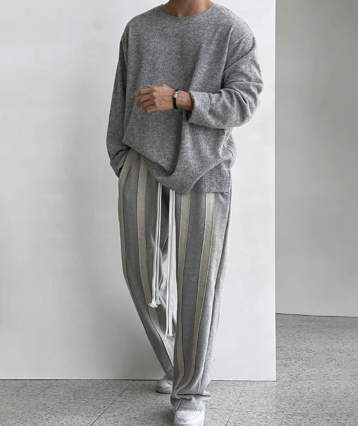 Striped straight pants deals