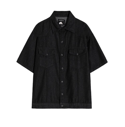 RT No. 11639 BLACK DENIM BUTTON-UP SHIRT & LOUNGE PANTS