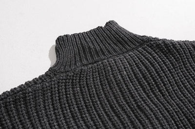 RT No. 6148 KNITTED HALF TURTLENECK ZIP-UP SWEATER