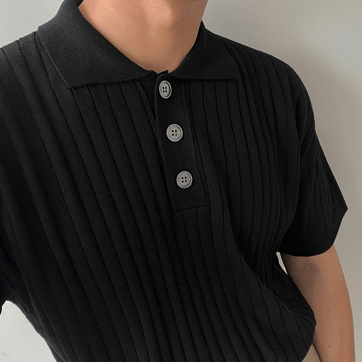 RT No. 8062 VERTICAL KNIT HALF BUTTON-UP COLLAR SHORT SLEEVE