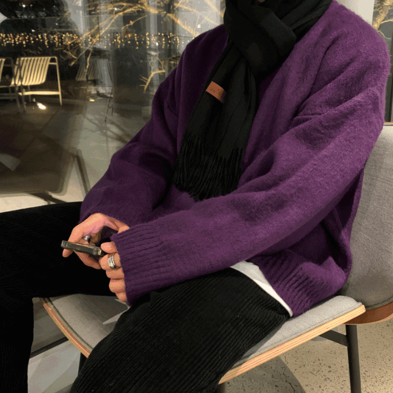 RT No. 6571 PURPLE KNITTED PULLOVER SWEATER