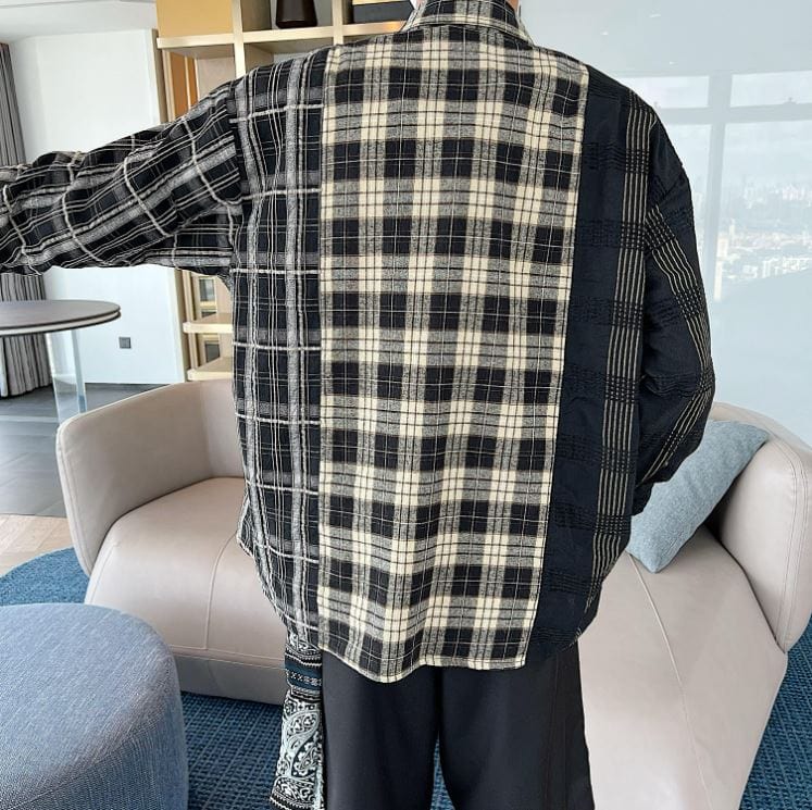 RT No. 5145 RECONSTRUCTED STITCHED FLANNEL PLAID SHIRT