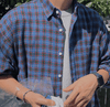 RT No. 6670 BLUE PLAID BUTTON-UP SHIRT