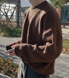 RT No. 5570 BROWN KNITTED ROUND NECK PULLOVER SWEATER