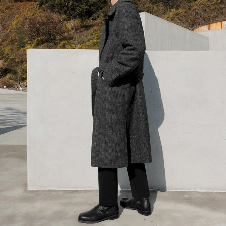 RT No. 2804 PATTERN WOOLEN TRENCH COAT – REALTAKAI