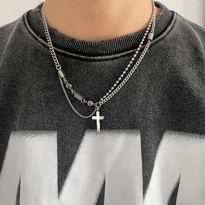 CROSS DOUBLE LAYER CHAIN NECKLACE