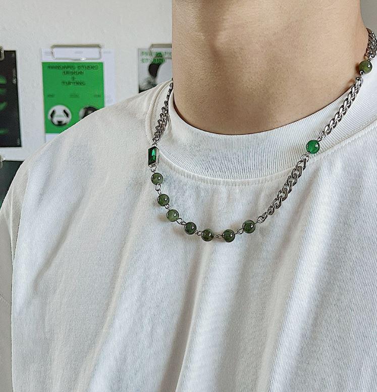 GREEN PEARL CHAIN NECKLACE