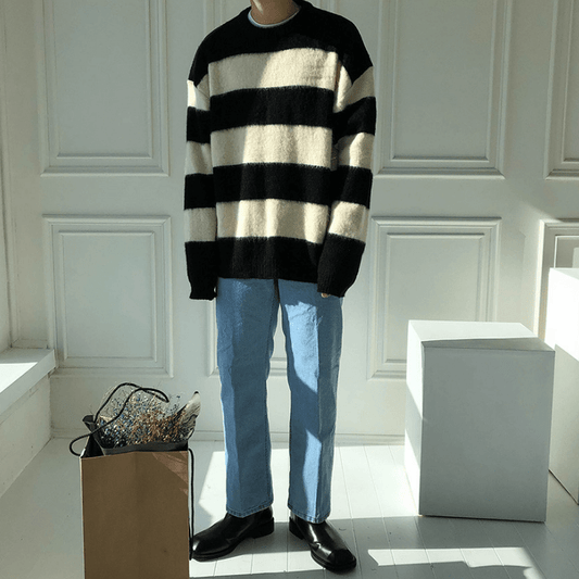 RT No. 5566 KNITTED STRIPE PULLOVER SWEATER