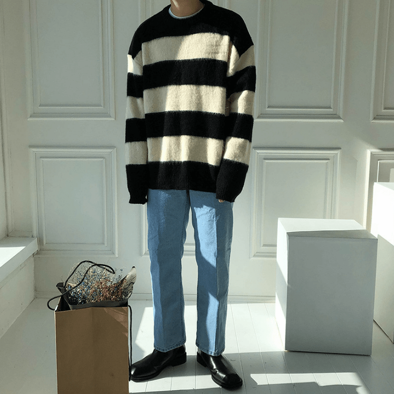 RT No. 5566 KNITTED STRIPE PULLOVER SWEATER