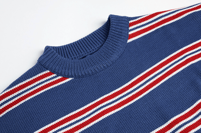 RT No. 3332 BLUE KNITTED STRIPED SWEATER