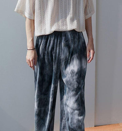 RT No. 4443 TIE-DYE PLEATED WIDE STRAIGHT PANTS