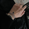 DOUBLE LAYER BLACK SQUARE CHAIN BRACELET