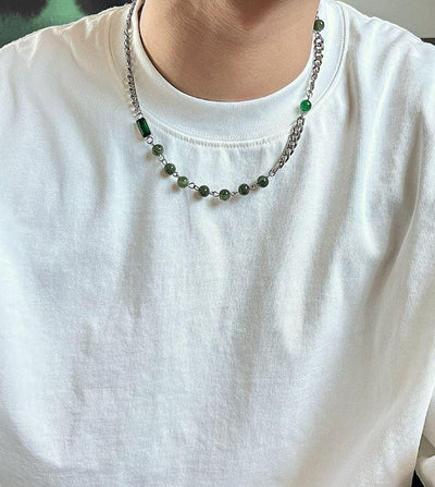 GREEN PEARL CHAIN NECKLACE