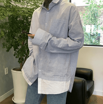 RT No. 8075 TWO PIECE STRIPED BUTTON-UP SHIRT