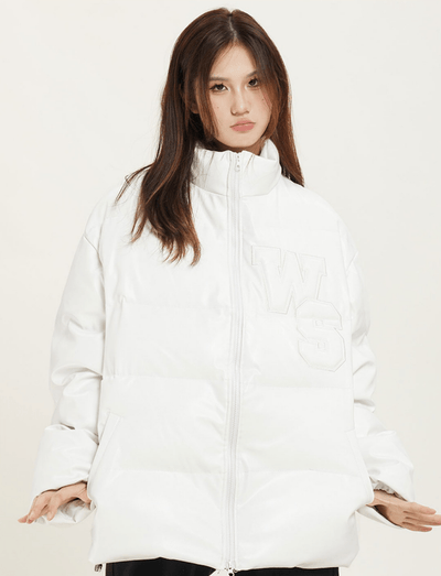RTK (W) No. 1012 LEATHER EMBROIDERED PUFFER JK