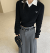 RTK (W) No. 1521 V-NECK KNITTED CROP SWEATER