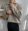 RT No. 5555 KNITTED HALF TURTLENECK COLLAR HALF ZIP-UP SWEATER