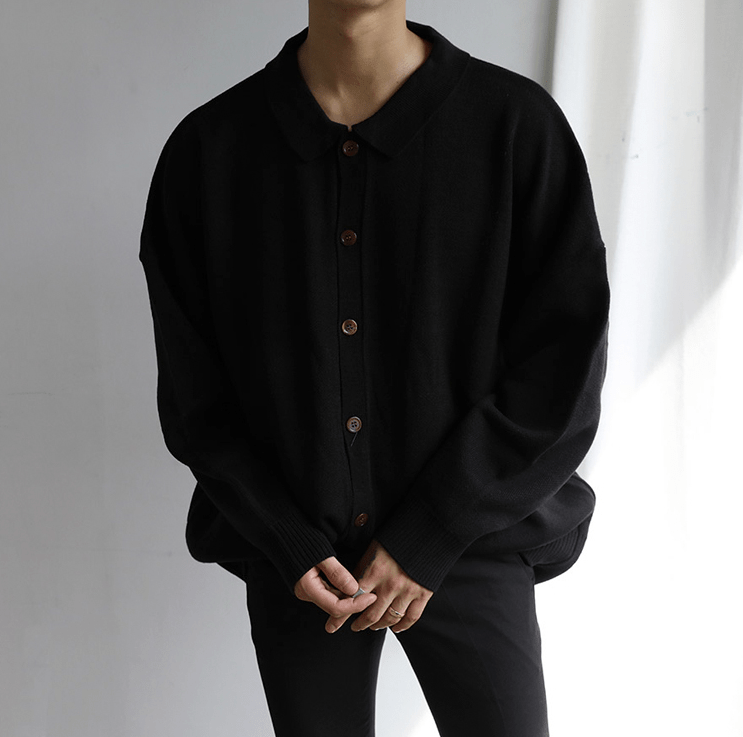 RT No. 2595 BUTTON UP COLLAR SWEATER