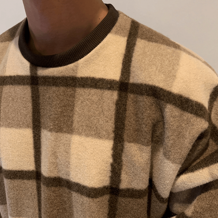 RT No. 3472 WOOLEN KNITTED PLAID SWEATER