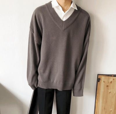 RT No. 2512 KNITTED V-NECK COLLAR SWEATER