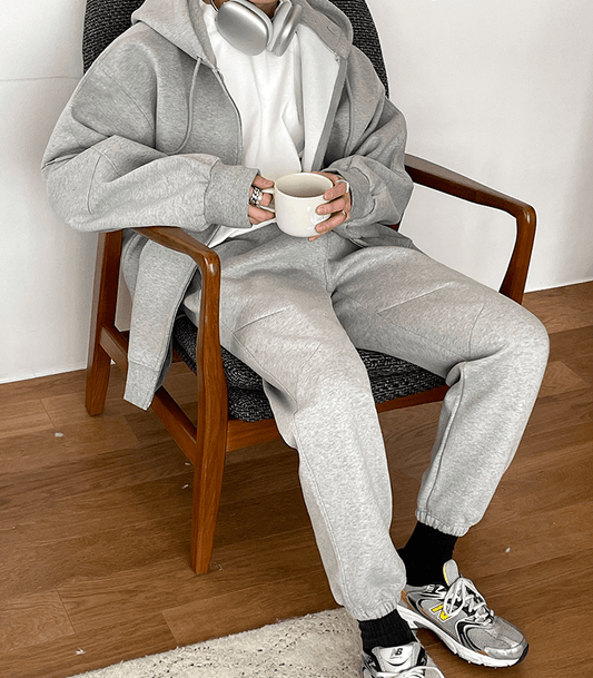 RT No. 4091 GRAY ZIP-UP HOODIE & SWEATPANTS (TOP & BOTTOM)