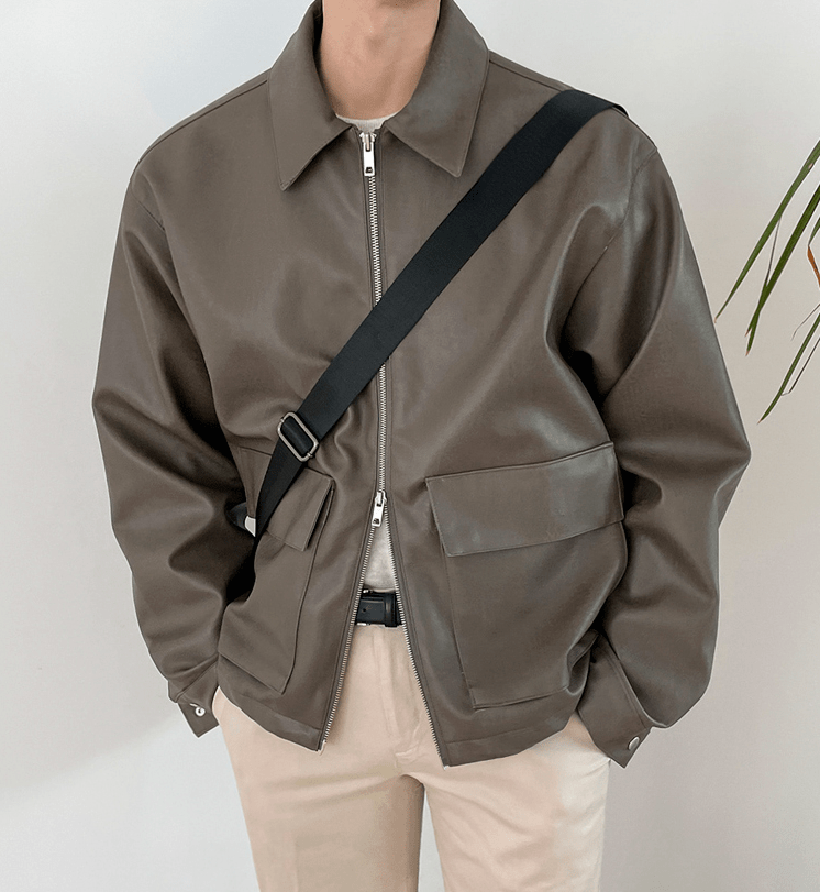 No. 4004 LEATHER ZIP-UP CROPPED JK