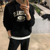 RT No. 5420 BLACK ROUND NECK LETTERED SWEATER