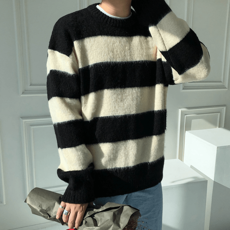 RT No. 5566 KNITTED STRIPE PULLOVER SWEATER