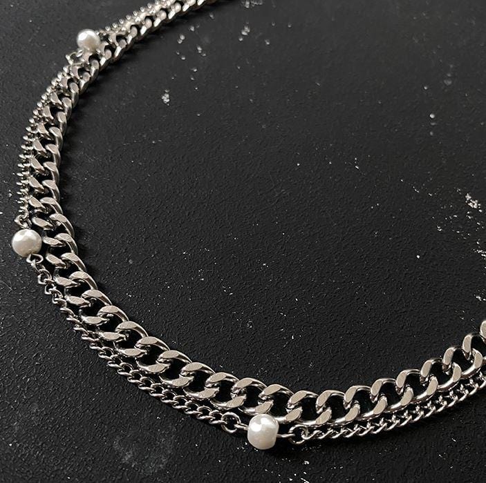 DOUBLE LAYER PEARL CHAIN NECKLACE