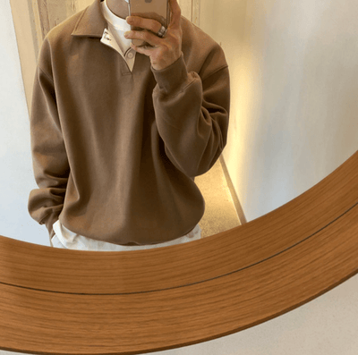 RT No. 8000 COLLAR BUTTON-UP SWEATER