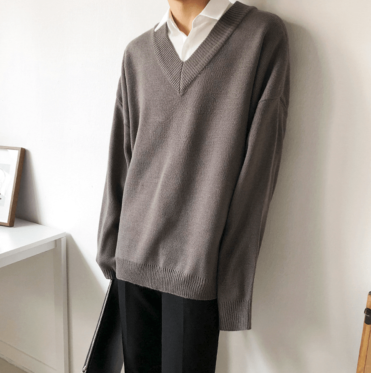 RT No. 2512 KNITTED V-NECK COLLAR SWEATER