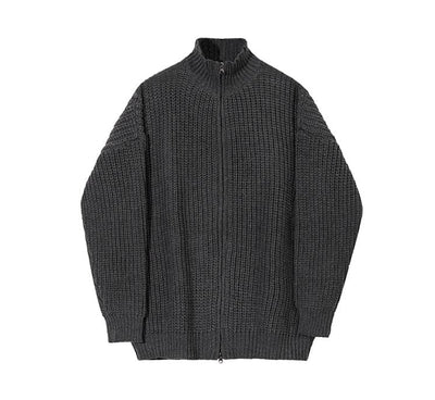 RT No. 6148 KNITTED HALF TURTLENECK ZIP-UP SWEATER