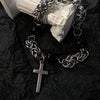 CROSS BLACK PEARL CHAIN BRACELET