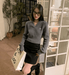 RTK (W) No. 1521 V-NECK KNITTED CROP SWEATER