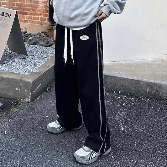 RT No. 6572 DRAWSTRING STITCHED STRIPE STRAIGHT SWEATPANTS