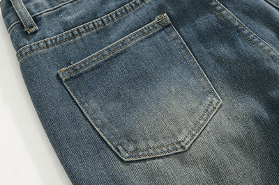 RT No. 6510 WASHED BLUE DENIM WIDE STRAIGHT JEANS