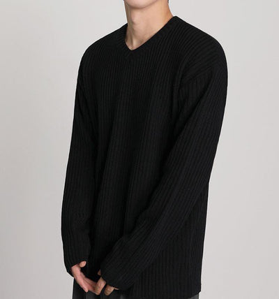 RT No. 5548 KNITTED V-NECK STRIPE SWEATER