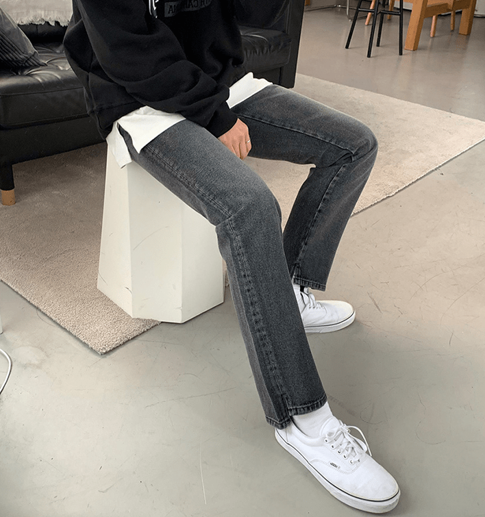 RT No. 4351 WASHED GRAY STRAIGHT JEANS