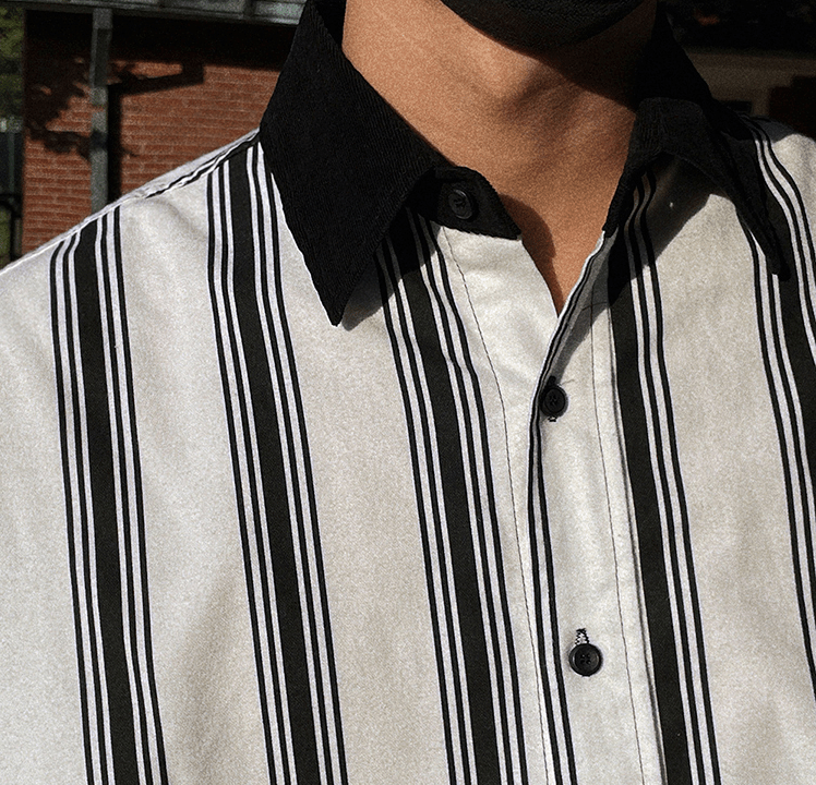 RT No. 4198 STRIPED VERTICAL TWO TONE COLLAR SHIRT