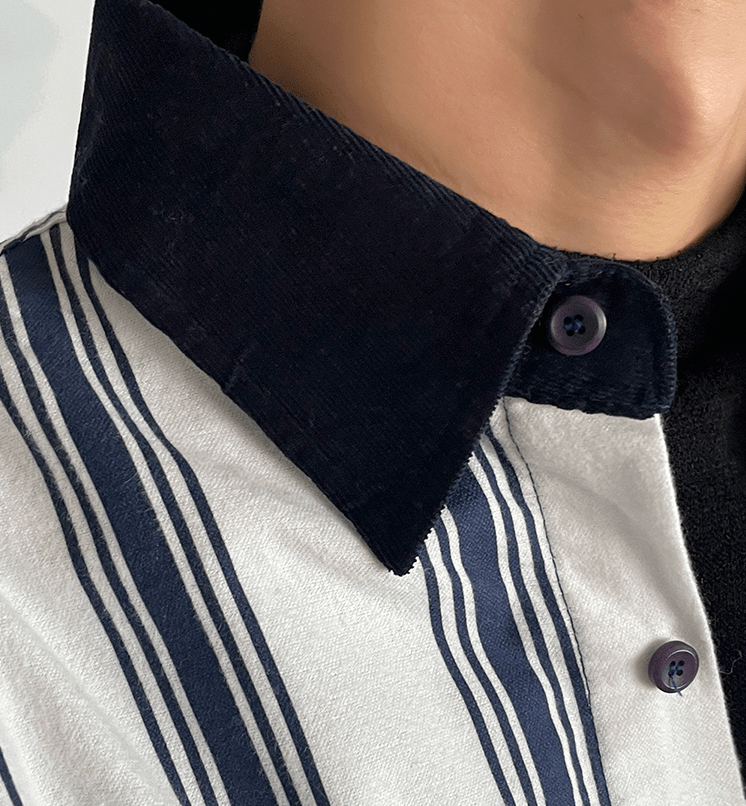 RT No. 4198 STRIPED VERTICAL TWO TONE COLLAR SHIRT