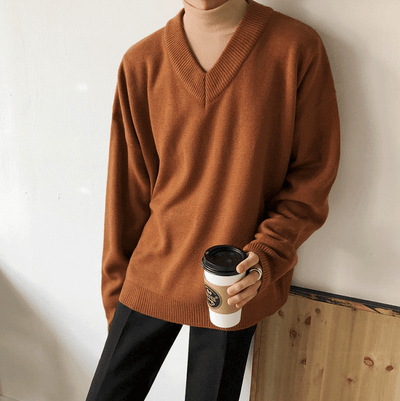 RT No. 2512 KNITTED V-NECK COLLAR SWEATER
