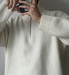 RT No. 5555 KNITTED HALF TURTLENECK COLLAR HALF ZIP-UP SWEATER