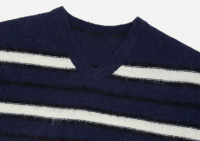 RT No. 3280 V-NECK STRIPED KNITTED SWEATER