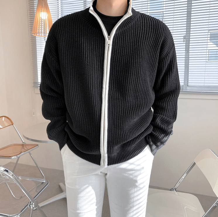 RT No. 3401 KNITTED ZIP-UP SWEATER