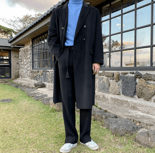 RT No. 3466 COLLAR WOOLEN COAT BELT JK