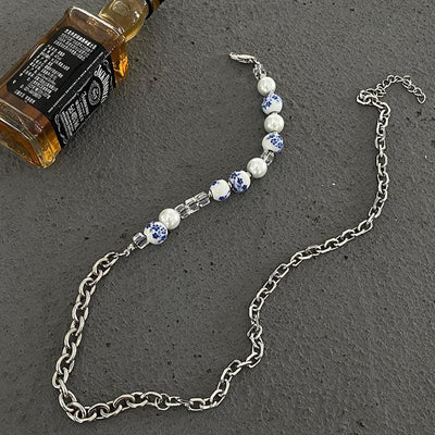 BLUE PEARL CHAIN NECKLACE
