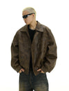 RT No. 10355 BROWN LEATHER ZIP-UP JK